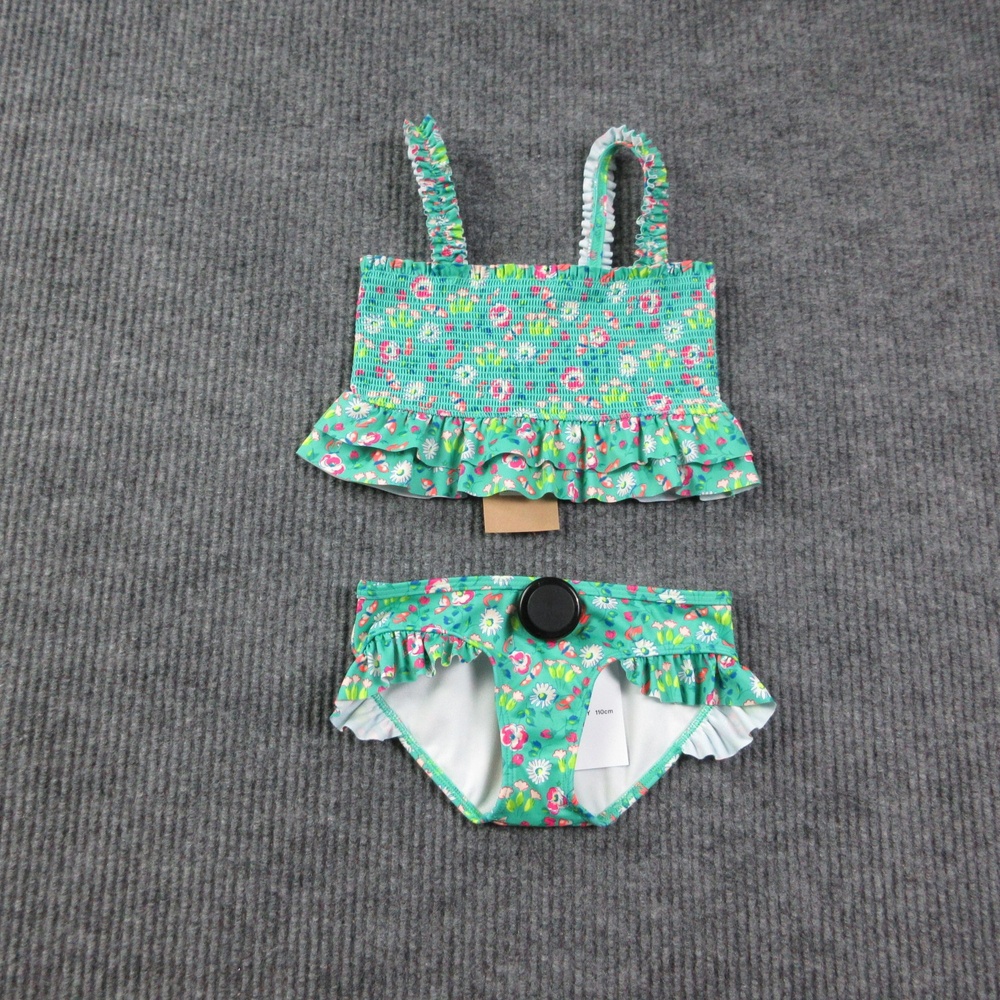 Mini Boden Swim Set Girls 4 Green Floral Butterfly Tank Bikini Lined 4-5Y NWT